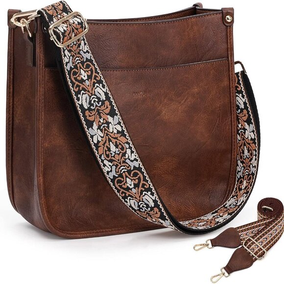 Crossbody Bags for Women Trendy Vegan Leather Hobo Handbags With 2PCS Adjustable - Picture 1 of 8